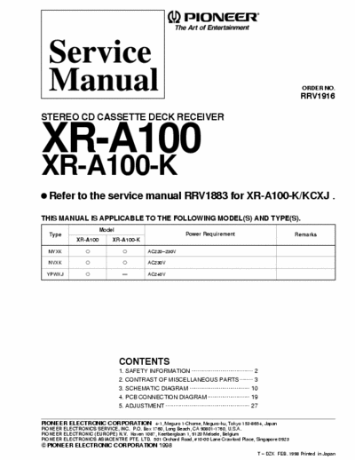 Pioneer XR-A100 PIONEER XR-A100